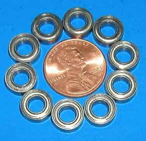 10 Bearing R166ZZ  3/16"x3/8"x1/8" Shielded